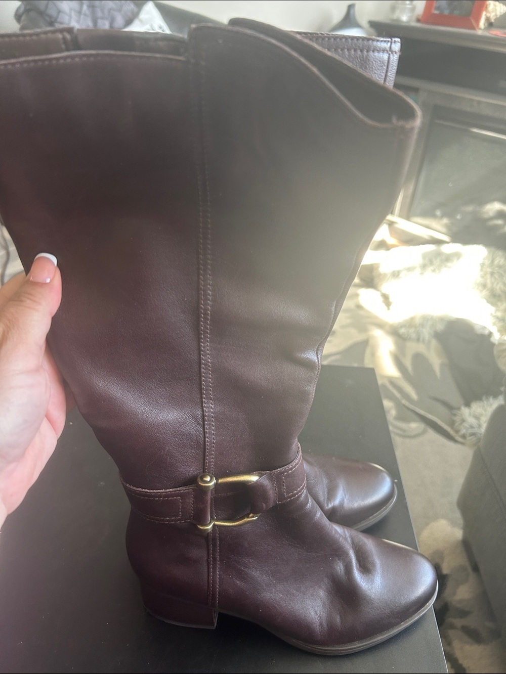 Naturalizer Women's Dark Brown Leather Heeled Boots